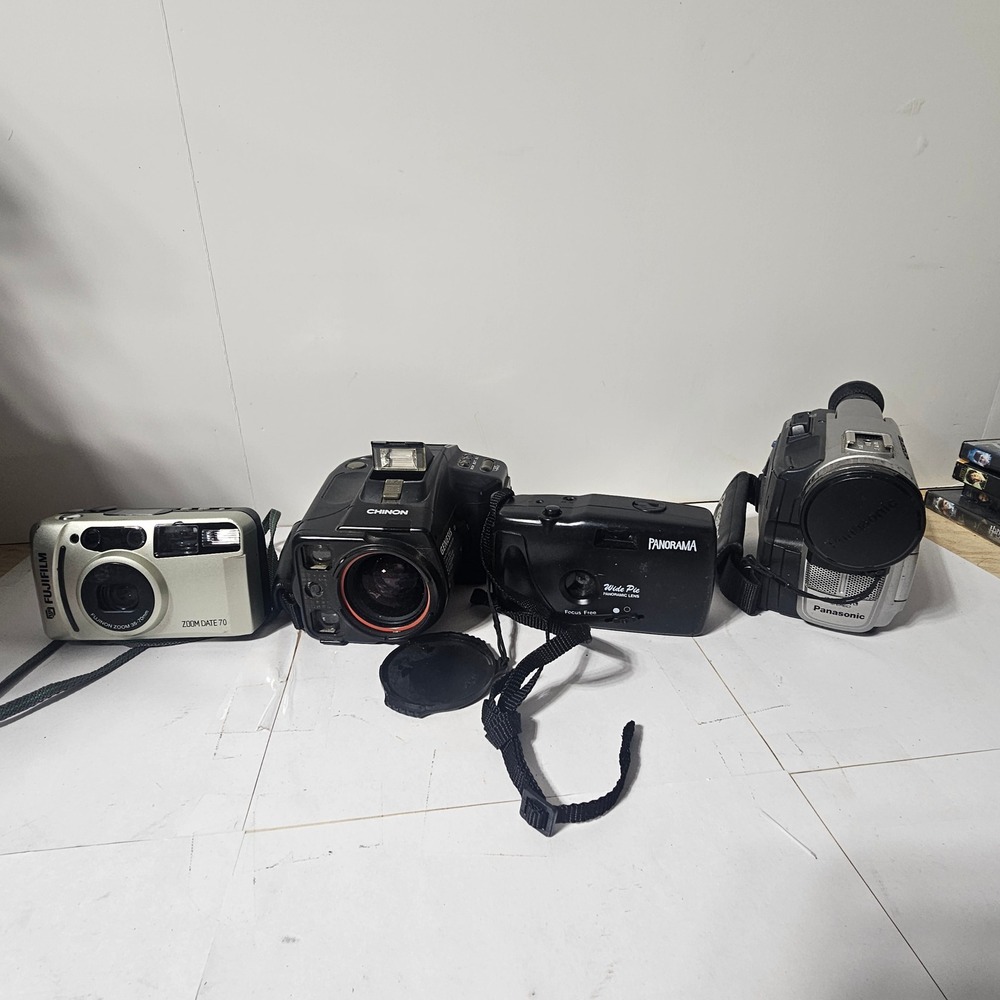 Vintage Camera Lot Panasonic Palmcorder PV-DV51D Fujifilm Chinon Wide Pic 35mm